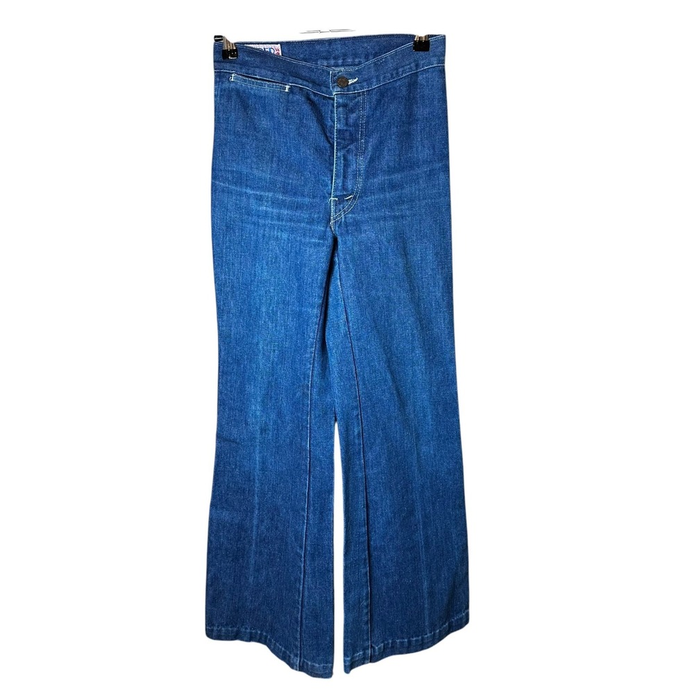 Vintage 70s Faded Glory USA Made Flare Jeans Sz 7 28 | High Rise Roller Denim